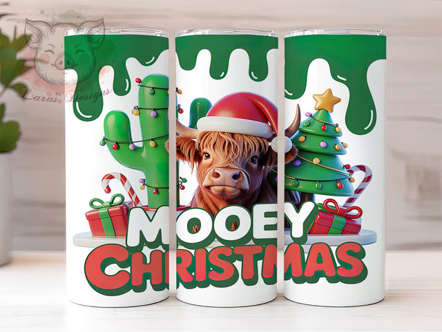3D Western Highland Cow Tumbler, Western Christmas Wrap, Merry Christmas Cow Design, Festive Farm Sublimation, Cowboy Holiday Cup, 20Oz Skinny Tumbler Wrap, Rustic Cow Mug Sublimation Lara' s Designs 