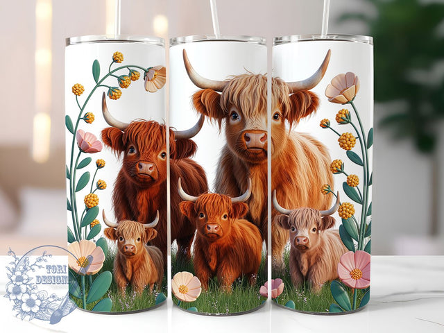 3D Whimsical Baby Cow Tumbler, Highland Cow Tumbler, 3D Cow Wrap, Whimsical Cow Wrap, Rustic Cow Wrap, Sublimation Design, Trendy Gift Idea Sublimation ToriDesigns 