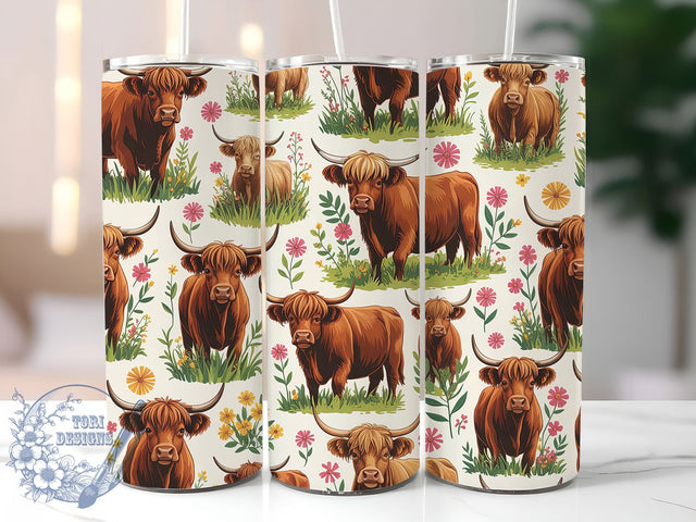 3D Whimsical Baby Cow Tumbler, Highland Cow Tumbler, 3D Cow Wrap, Whimsical Cow Wrap, Rustic Cow Wrap, Sublimation Design, Trendy Gift Idea Sublimation ToriDesigns 