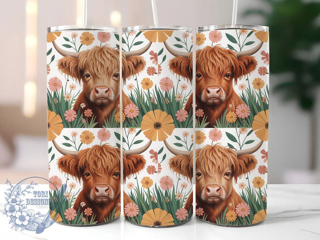 3D Whimsical Baby Cow Tumbler, Highland Cow Tumbler, 3D Cow Wrap, Whimsical Cow Wrap, Rustic Cow Wrap, Sublimation Design, Trendy Gift Idea Sublimation ToriDesigns 