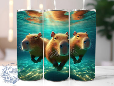 3D Whimsical Capybara Friends Tumbler, 3D Capybara Tumbler, Cute Capybara Wrap, Whimsical Animal Wrap, Rustic Capybara Wrap, Sublimation Design, Trendy Gift Idea Sublimation ToriDesigns 