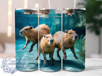 3D Whimsical Capybara Friends Tumbler, 3D Capybara Tumbler, Cute Capybara Wrap, Whimsical Animal Wrap, Rustic Capybara Wrap, Sublimation Design, Trendy Gift Idea Sublimation ToriDesigns 