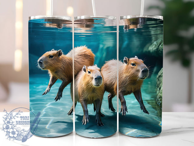 3D Whimsical Capybara Friends Tumbler, 3D Capybara Tumbler, Cute Capybara Wrap, Whimsical Animal Wrap, Rustic Capybara Wrap, Sublimation Design, Trendy Gift Idea Sublimation ToriDesigns 