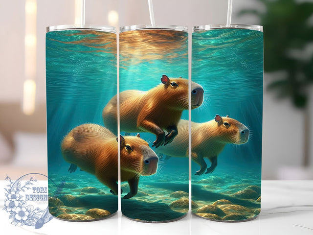 3D Whimsical Capybara Friends Tumbler, 3D Capybara Tumbler, Cute Capybara Wrap, Whimsical Animal Wrap, Rustic Capybara Wrap, Sublimation Design, Trendy Gift Idea Sublimation ToriDesigns 