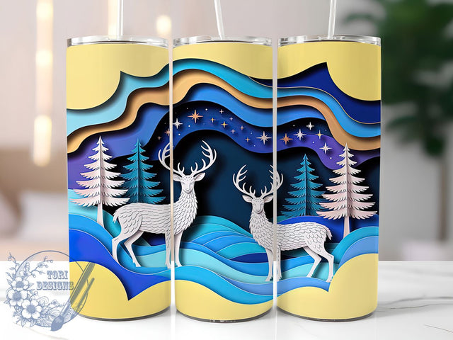 3D Whimsical Christmas Reindeer Tumbler, Christmas Trees Reindeer, Whimsical Holiday Pattern, 20Oz Wrap Design, Christmas Sublimation, Winter Seamless Art, Festive Reindeer Theme Sublimation ToriDesigns 