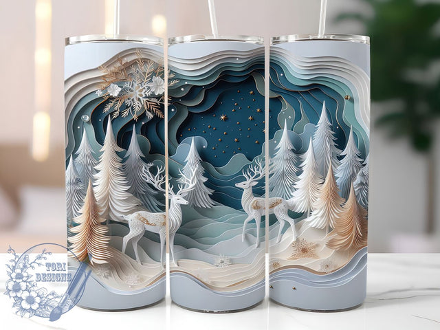 3D Whimsical Christmas Reindeer Tumbler, Christmas Trees Reindeer, Whimsical Holiday Pattern, 20Oz Wrap Design, Christmas Sublimation, Winter Seamless Art, Festive Reindeer Theme Sublimation ToriDesigns 