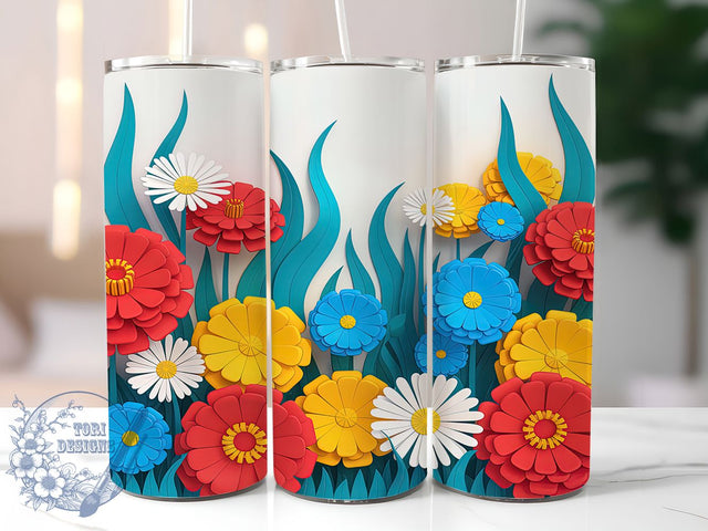 3D Whimsical Dandelion Tumbler, Floral Bloom Pattern, Dimensional Flower Design, 20Oz Sublimation Wrap, Elegant Nature Art, Whimsical Dandelion Texture, Tumbler Sublimation Sublimation ToriDesigns 