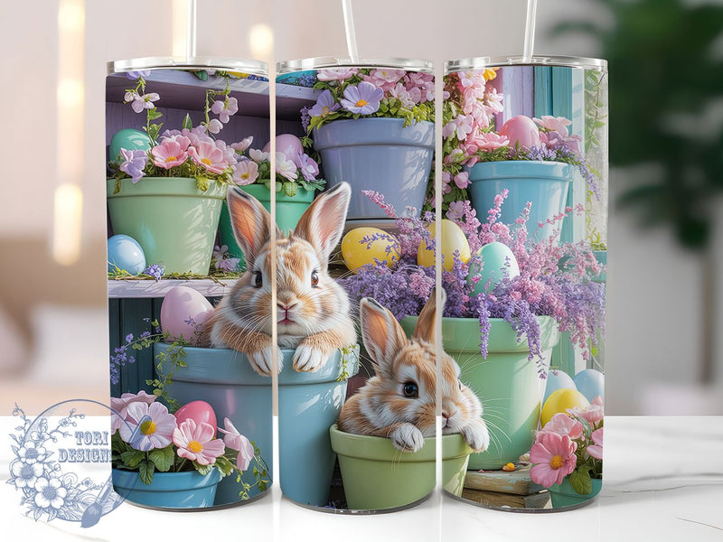3D Whimsical Easter Bunny Tumbler, Spring Bunny Tumbler, Cute Bunny Eggs Wrap, Whimsical Easter Wrap, Rustic Bunny Wrap, Sublimation Design, Trendy Gift Idea Sublimation ToriDesigns 