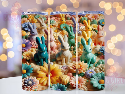 3D Whimsical Festive Bunny Tumbler, Easter Bunny Tumbler, Whimsical Bunny Wrap, Festive Bunny Wrap, Artistic Bunny Wrap, Sublimation Design, Trendy Gift Idea Sublimation SvggirlplusArt 