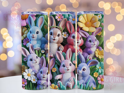 3D Whimsical Festive Bunny Tumbler, Easter Bunny Tumbler, Whimsical Bunny Wrap, Festive Bunny Wrap, Artistic Bunny Wrap, Sublimation Design, Trendy Gift Idea Sublimation SvggirlplusArt 
