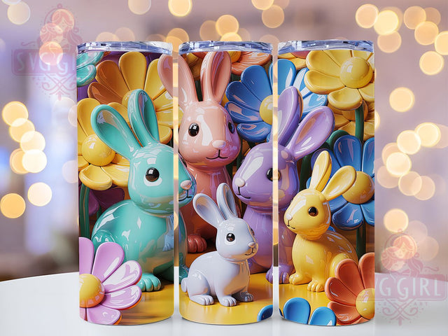 3D Whimsical Festive Bunny Tumbler, Easter Bunny Tumbler, Whimsical Bunny Wrap, Festive Bunny Wrap, Artistic Bunny Wrap, Sublimation Design, Trendy Gift Idea Sublimation SvggirlplusArt 