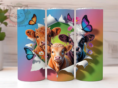 3D Whimsical Floral Cow Tumbler, Highland Cow Tumbler, Rustic Cow Wrap, Whimsical Floral Cow Wrap, Country Farm Animal Wrap, Sublimation Design, Trendy Gift Idea Sublimation Lara' s Designs 