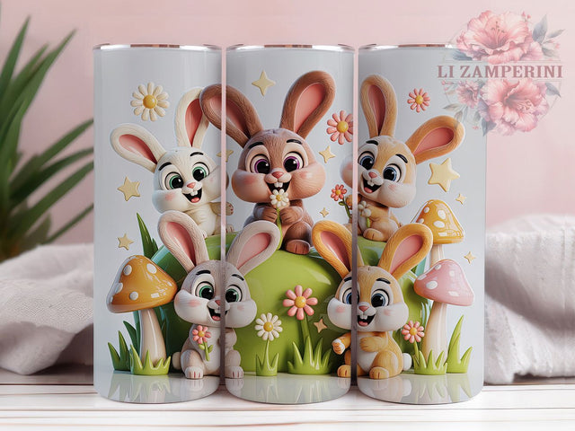3D Whimsical Floral Easter Bunny Tumbler, 3D Floral Easter Tumbler, Cute Bunny Wrap, Whimsical Easter Wrap, Spring Bunny Wrap, Sublimation Design, Trendy Gift Idea Sublimation Li Zamperini 