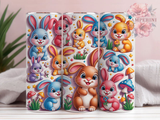 3D Whimsical Floral Easter Bunny Tumbler, 3D Floral Easter Tumbler, Cute Bunny Wrap, Whimsical Easter Wrap, Spring Bunny Wrap, Sublimation Design, Trendy Gift Idea Sublimation Li Zamperini 