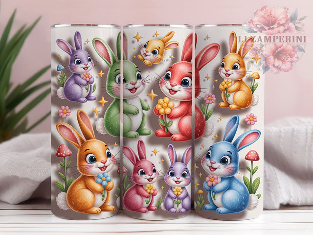 3D Whimsical Floral Easter Bunny Tumbler, 3D Floral Easter Tumbler, Cute Bunny Wrap, Whimsical Easter Wrap, Spring Bunny Wrap, Sublimation Design, Trendy Gift Idea Sublimation Li Zamperini 