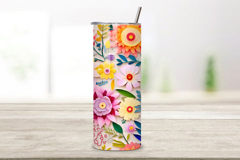 3D Whimsical Floral Tumbler Wrap | 20 oz Skinny Tumbler Wrap Sublimation FloridPrintables 