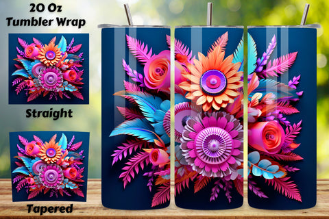 3D Whimsical Floral Tumbler Wrap | Sublimation PNG design Sublimation FloridPrintables 
