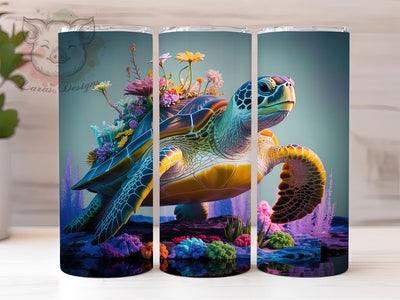 3D Whimsical Sea Turtle Tumbler, Cute Turtle Tumbler, Whimsical Turtle Wrap, Rustic Turtle Wrap, Ocean Wildlife Wrap, Sublimation Design, Trendy Gift Idea Sublimation Lara' s Designs 