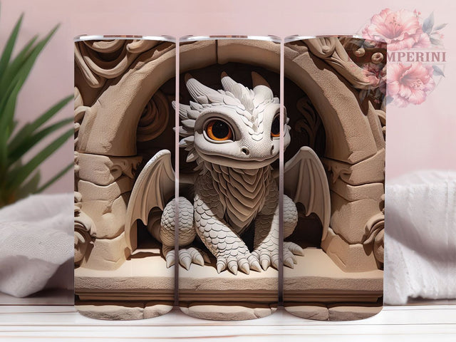 3D White Dragon Magical Fantasy Tumbler, White Dragon, Fantasy Tumbler, Mythical Creature, Magical Wrap, Sublimation Cup, 20Oz Tumbler Sublimation Li Zamperini 