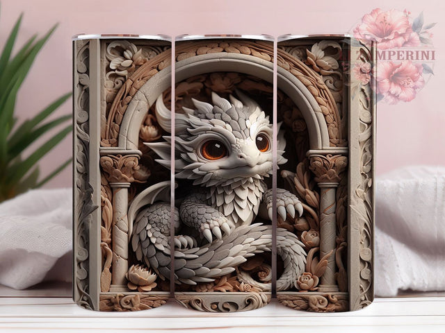 3D White Dragon Magical Fantasy Tumbler, White Dragon, Fantasy Tumbler, Mythical Creature, Magical Wrap, Sublimation Cup, 20Oz Tumbler Sublimation Li Zamperini 