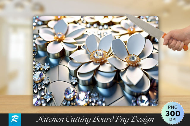 3D White Flower Cutting Board Sublimation Regulrcrative 