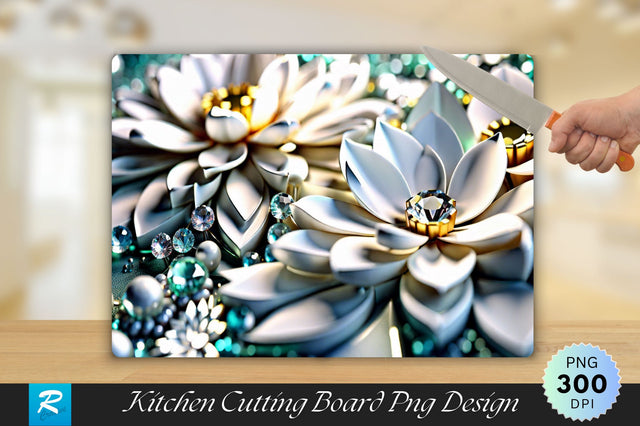 3D White Flower Cutting Board Sublimation Regulrcrative 