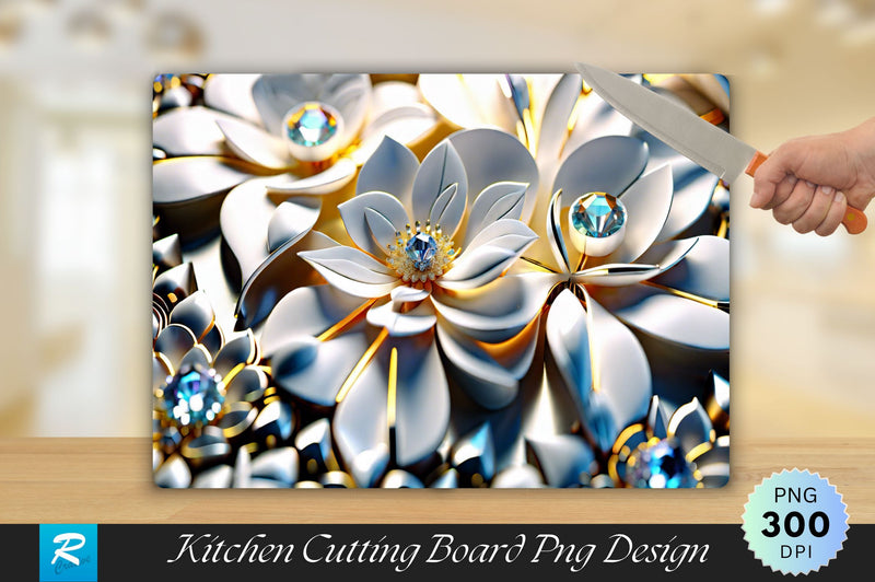 3D White Flower Cutting Board Sublimation Regulrcrative 