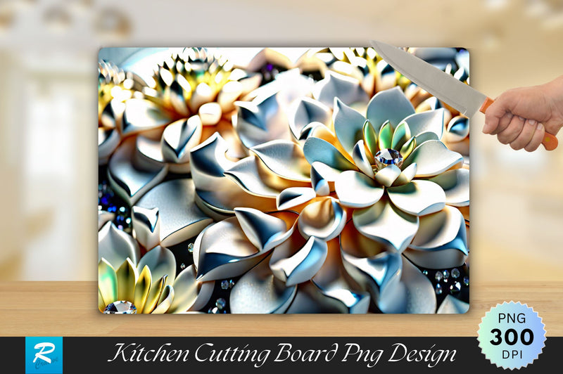 3D White Flower Cutting Board Sublimation Regulrcrative 
