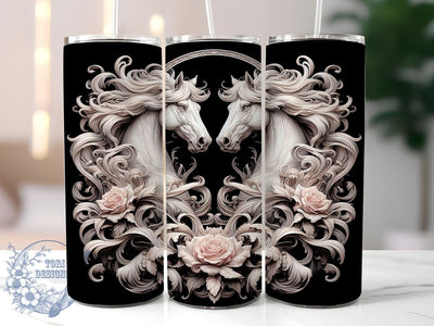 3D White Horse 20oz Tumbler Wrap, 3D Horse Tumbler, White Horses Design, 20oz Tumbler Wrap, Horse Lover Gift, Equestrian Decor, Women’s Horse Gift, Sublimation Drinkware Sublimation ToriDesigns 