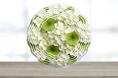 3D White Hydrangea Flowers Wind Spinner Sublimation Regulrcrative 