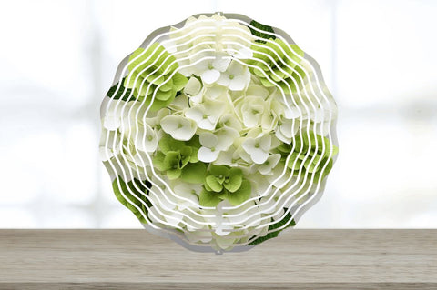 3D White Hydrangea Flowers Wind Spinner Sublimation Regulrcrative 
