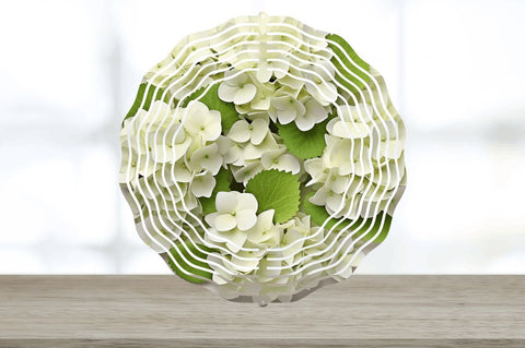3D White Hydrangea Flowers Wind Spinner Sublimation Regulrcrative 