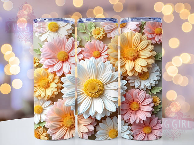 3D White & Pink Flower Tumbler Wrap, 3D Flower Tumbler, White and Pink Tumbler Wrap, Floral Sublimation Design, 20oz Tumbler, Spring Drinkware, Flower Lover Gift, Elegant Floral Decor Sublimation SvggirlplusArt 