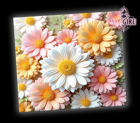 3D White & Pink Flower Tumbler Wrap, 3D Flower Tumbler, White and Pink Tumbler Wrap, Floral Sublimation Design, 20oz Tumbler, Spring Drinkware, Flower Lover Gift, Elegant Floral Decor Sublimation SvggirlplusArt 