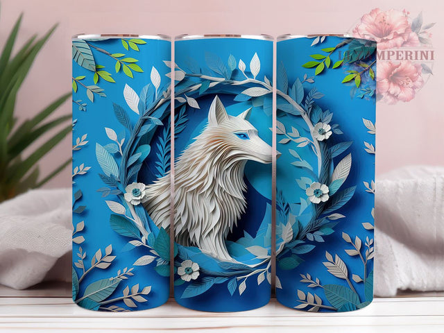 3D White Wolf 20oz Tumbler Wrap PNG, Layered Papercut Sublimation Tumbler Png, Straight & Tapered Tumbler Wrap, Instant Digital Download Sublimation Li Zamperini 