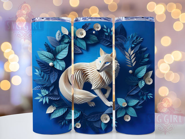3D White Wolf 20oz Tumbler Wrap Sublimation Design, Straight Tapered Tumbler Wrap, 3D Wolf Tumbler Png, Instant Digital Download Sublimation SvggirlplusArt 