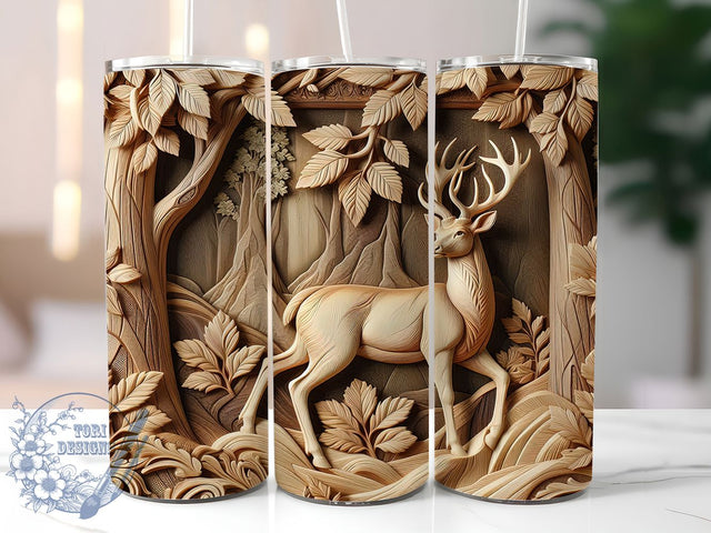3D Whitetail Deer Hunting Tumbler, Hunting Wrap, 3D Design, Hunter Tumbler, Woods Pattern, 20oz Tumbler, Sublimation Print Sublimation ToriDesigns 