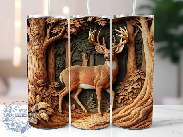 3D Whitetail Deer Hunting Tumbler, Hunting Wrap, 3D Design, Hunter Tumbler, Woods Pattern, 20oz Tumbler, Sublimation Print Sublimation ToriDesigns 