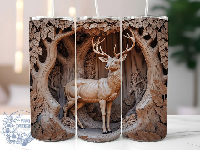 3D Whitetail Deer Hunting Tumbler, Hunting Wrap, 3D Design, Hunter Tumbler, Woods Pattern, 20oz Tumbler, Sublimation Print Sublimation ToriDesigns 