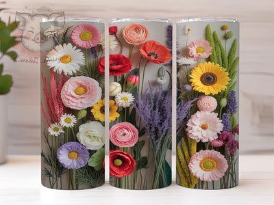 3D Wild Flower Floral Tumbler, 3D Floral Sublimation Design, Elegant Flower Cup Art, 20oz Holiday Tumbler, Whimsical Floral Mug, Stylish Flower Cup, Cozy Floral Wrap Sublimation Lara' s Designs 
