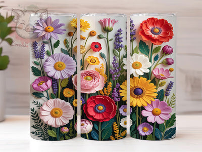 3D Wild Flower Floral Tumbler, 3D Floral Sublimation Design, Elegant Flower Cup Art, 20oz Holiday Tumbler, Whimsical Floral Mug, Stylish Flower Cup, Cozy Floral Wrap Sublimation Lara' s Designs 