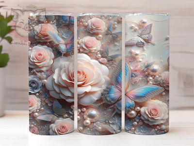 3D Wildflower Butterfly Tumbler, Wildflower Butterfly Tumbler, Whimsical Butterfly Wrap, Elegant Floral Wrap, Vibrant Butterfly Wrap, Sublimation Design, Trendy Gift Idea Sublimation Lara' s Designs 