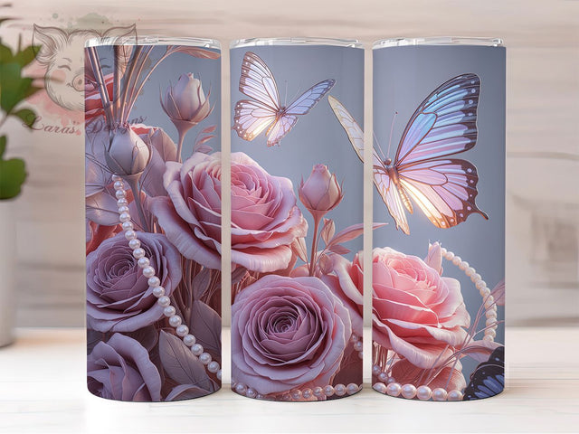 3D Wildflower Butterfly Tumbler, Wildflower Butterfly Tumbler, Whimsical Butterfly Wrap, Elegant Floral Wrap, Vibrant Butterfly Wrap, Sublimation Design, Trendy Gift Idea Sublimation Lara' s Designs 