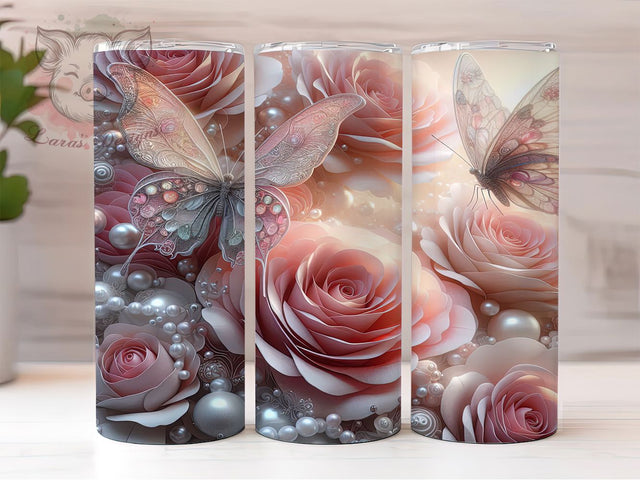 3D Wildflower Butterfly Tumbler, Wildflower Butterfly Tumbler, Whimsical Butterfly Wrap, Elegant Floral Wrap, Vibrant Butterfly Wrap, Sublimation Design, Trendy Gift Idea Sublimation Lara' s Designs 
