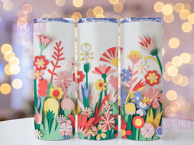 3D Wildflower Floral Tumbler, Wildflower Bloom Theme, Seamless Botanical Wrap, Elegant Nature Design, Romantic Chic Style, Artistic Garden Print, Vibrant Outdoor Motif, 20Oz Tumbler, Sublimation Sublimation SvggirlplusArt 