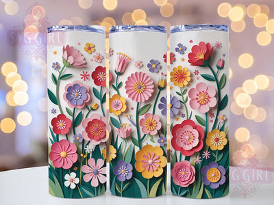 3D Wildflower Floral Tumbler, Wildflower Bloom Theme, Seamless Botanical Wrap, Elegant Nature Design, Romantic Chic Style, Artistic Garden Print, Vibrant Outdoor Motif, 20Oz Tumbler, Sublimation Sublimation SvggirlplusArt 