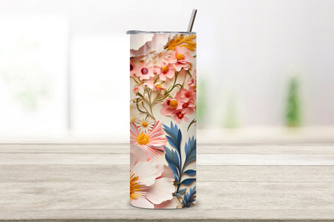 3D Wildflowers in Spring Tumbler Wrap | Seamless Wrap Design, Rainbow vibrant glitter Floral Tumbler Wrap, Sublimation Design, 20 oz Skinny Tumbler, Groovy Flower Sublimation FloridPrintables 