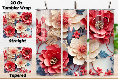3D Wildflowers Tumbler Wrap | Seamless spring floral, spring, 3D Floral Tumbler Wrap Bundle, Floral Tumbler Wrap, 3D Flowers 20oz Tumbler Sublimation Designs, Tumbler Wraps Sublimation FloridPrintables 
