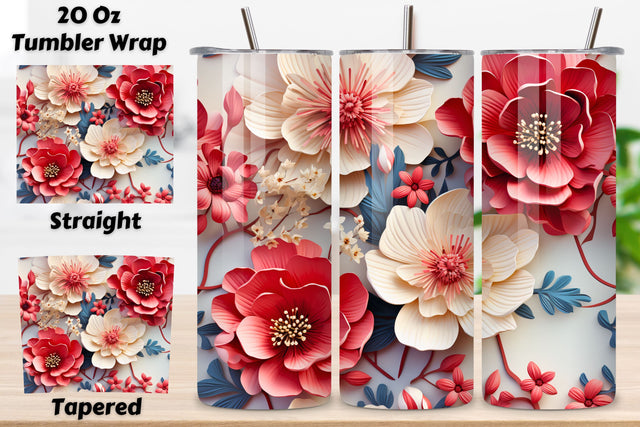 3D Wildflowers Tumbler Wrap | Seamless spring floral, spring, 3D Floral Tumbler Wrap Bundle, Floral Tumbler Wrap, 3D Flowers 20oz Tumbler Sublimation Designs, Tumbler Wraps Sublimation FloridPrintables 