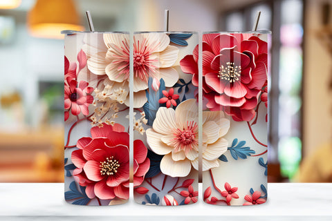 3D Wildflowers Tumbler Wrap | Seamless spring floral, spring, 3D Floral Tumbler Wrap Bundle, Floral Tumbler Wrap, 3D Flowers 20oz Tumbler Sublimation Designs, Tumbler Wraps Sublimation FloridPrintables 